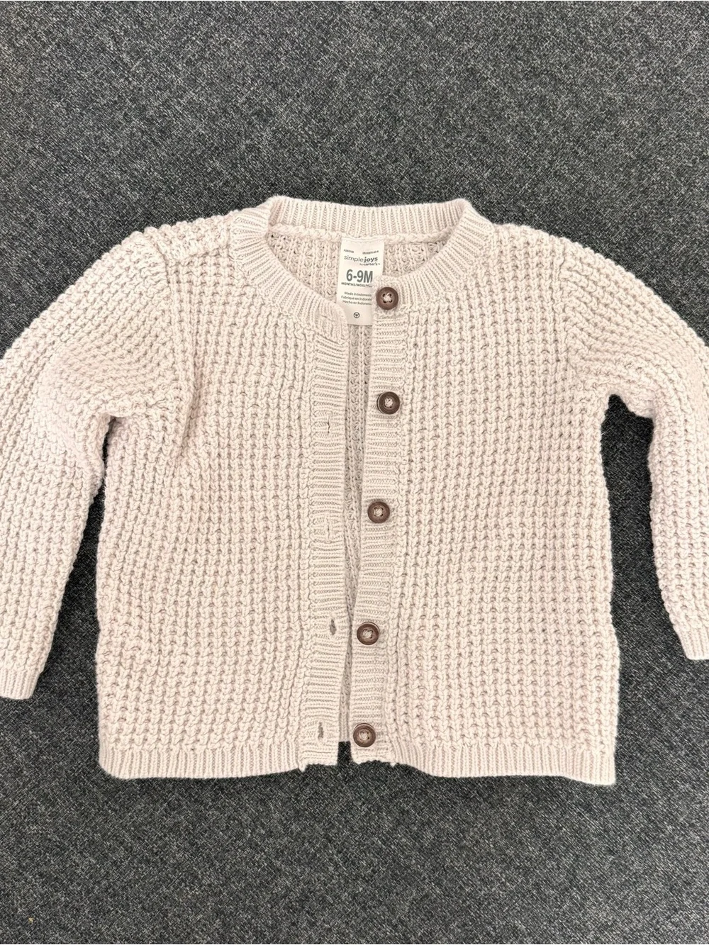 Simple Joys by Carter's Light Cream Knit Button-Front Baby Cardigan